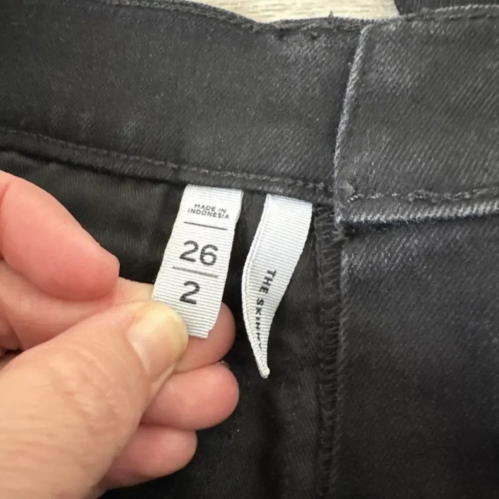 LOFT The Skinny Denim Jeans High Rise Black Wash sz 26/2
